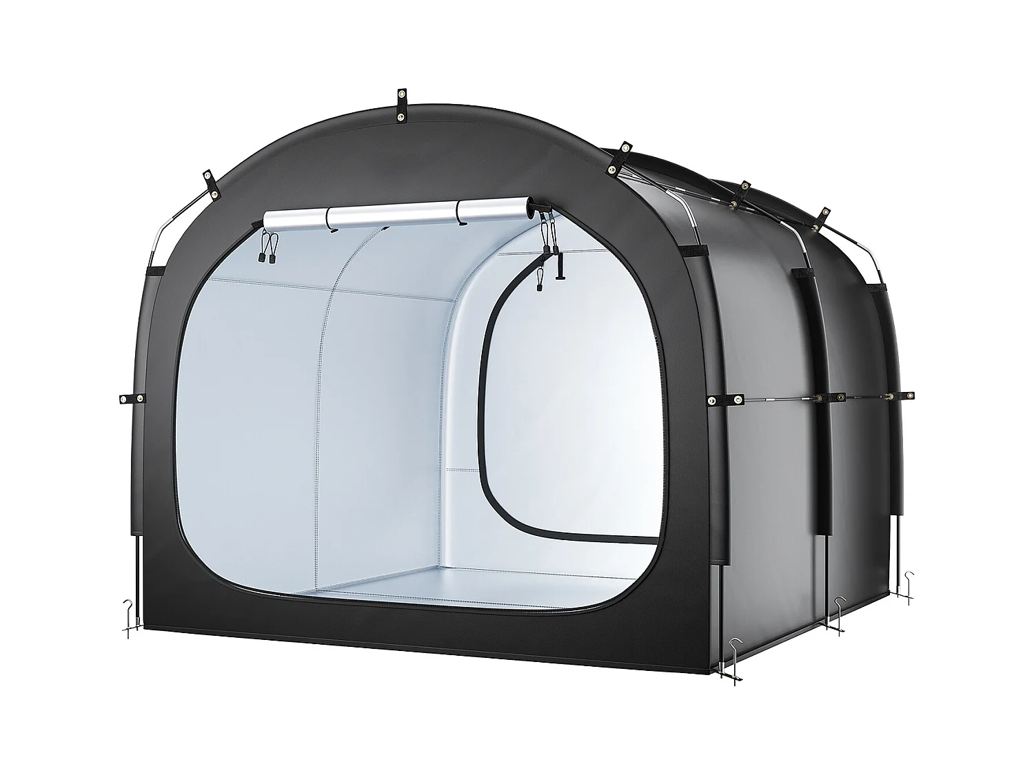 Abri à Vélo SucceBuy Abri à Vélo pour 5 Vélos, Tente de Rangement Spacieuse et Imperméable, Avec Fenêtre Ventilée, Poteaux en Fibre de Verre Robuste