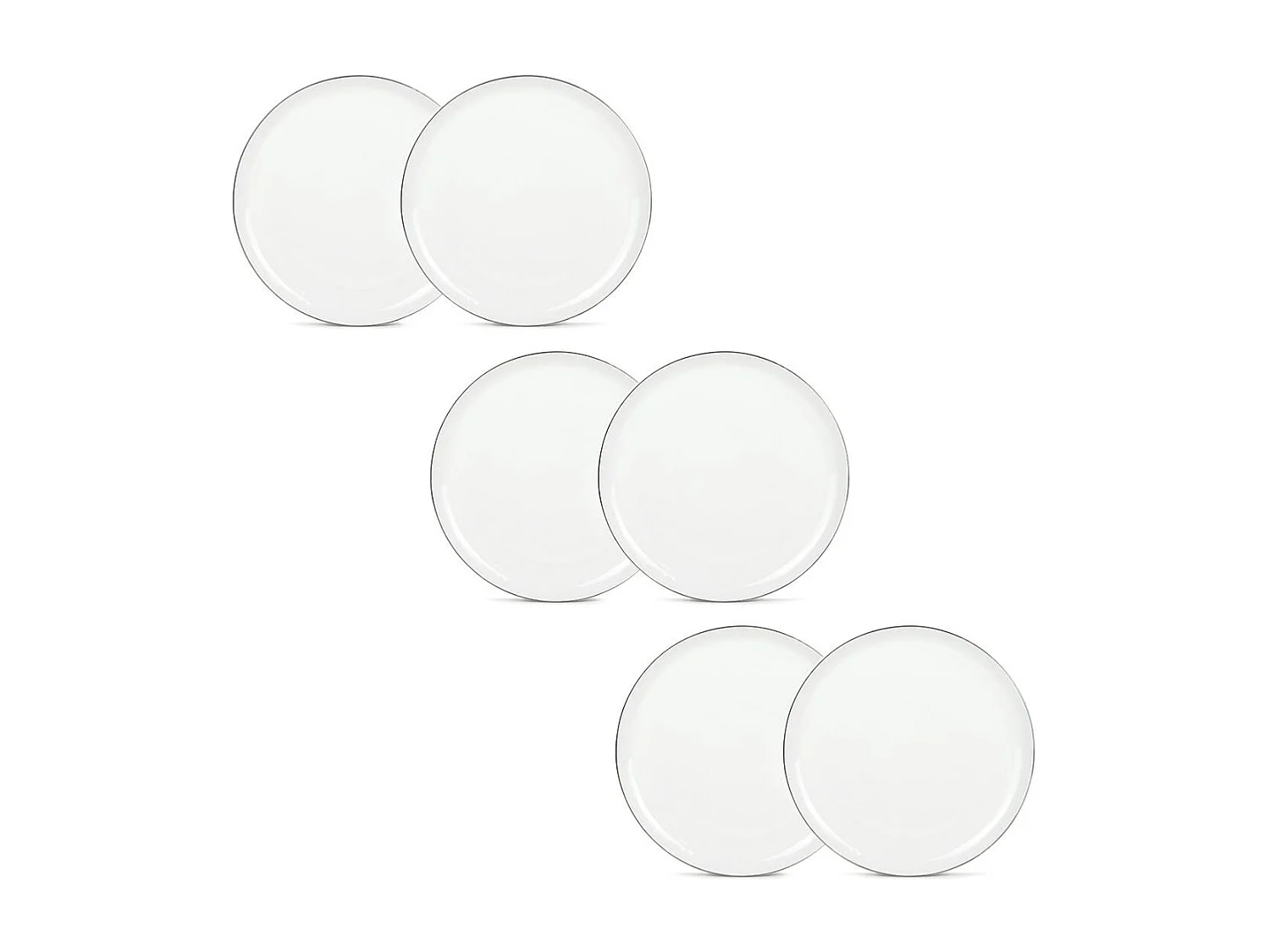 Lot de 6 assiettes plates blanc - "Sélène"
