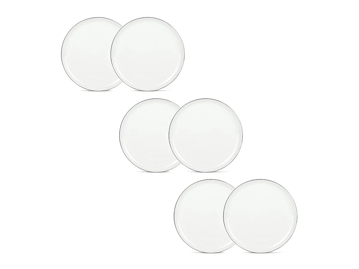 Lot de 6 assiettes plates blanc - "Sélène"
