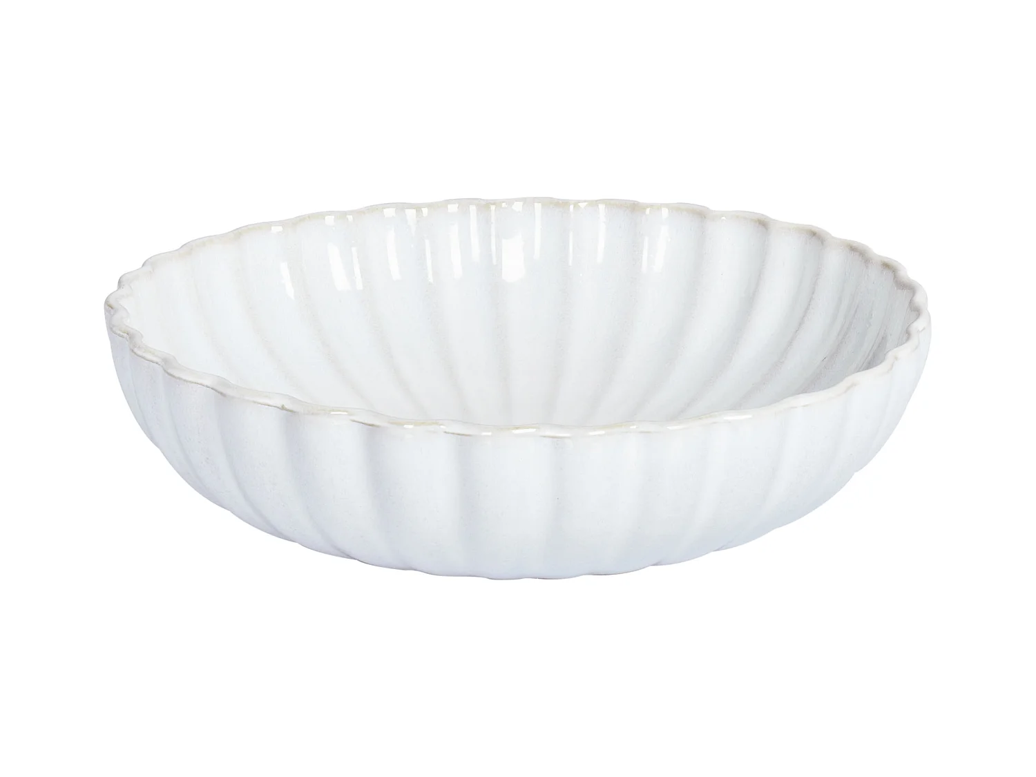 Lot de 8 assiettes creuses NETTLE Grès Blanc cassé