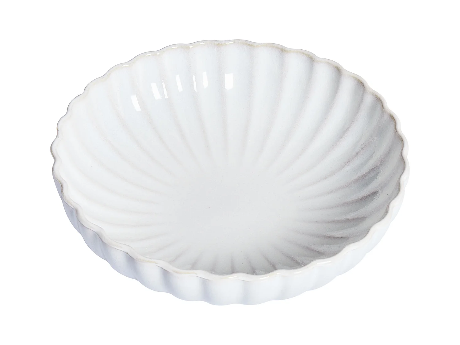 Lot de 8 assiettes creuses NETTLE Grès Blanc cassé