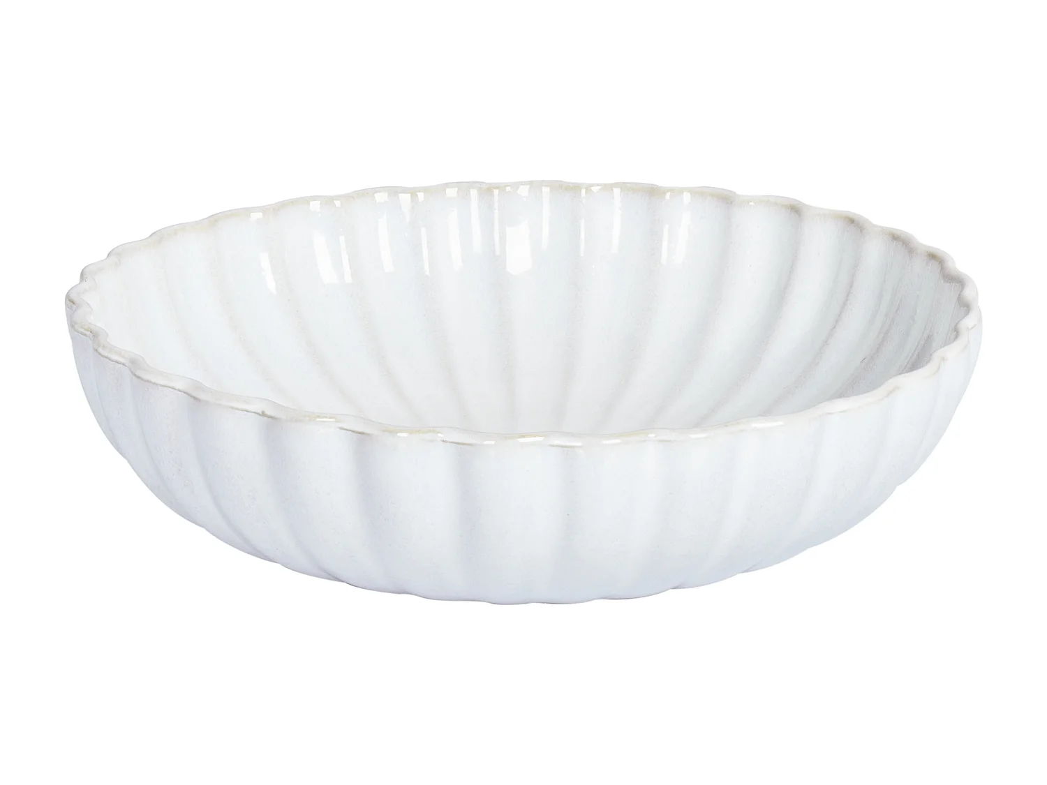 Lot de 8 assiettes creuses NETTLE Grès Blanc cassé