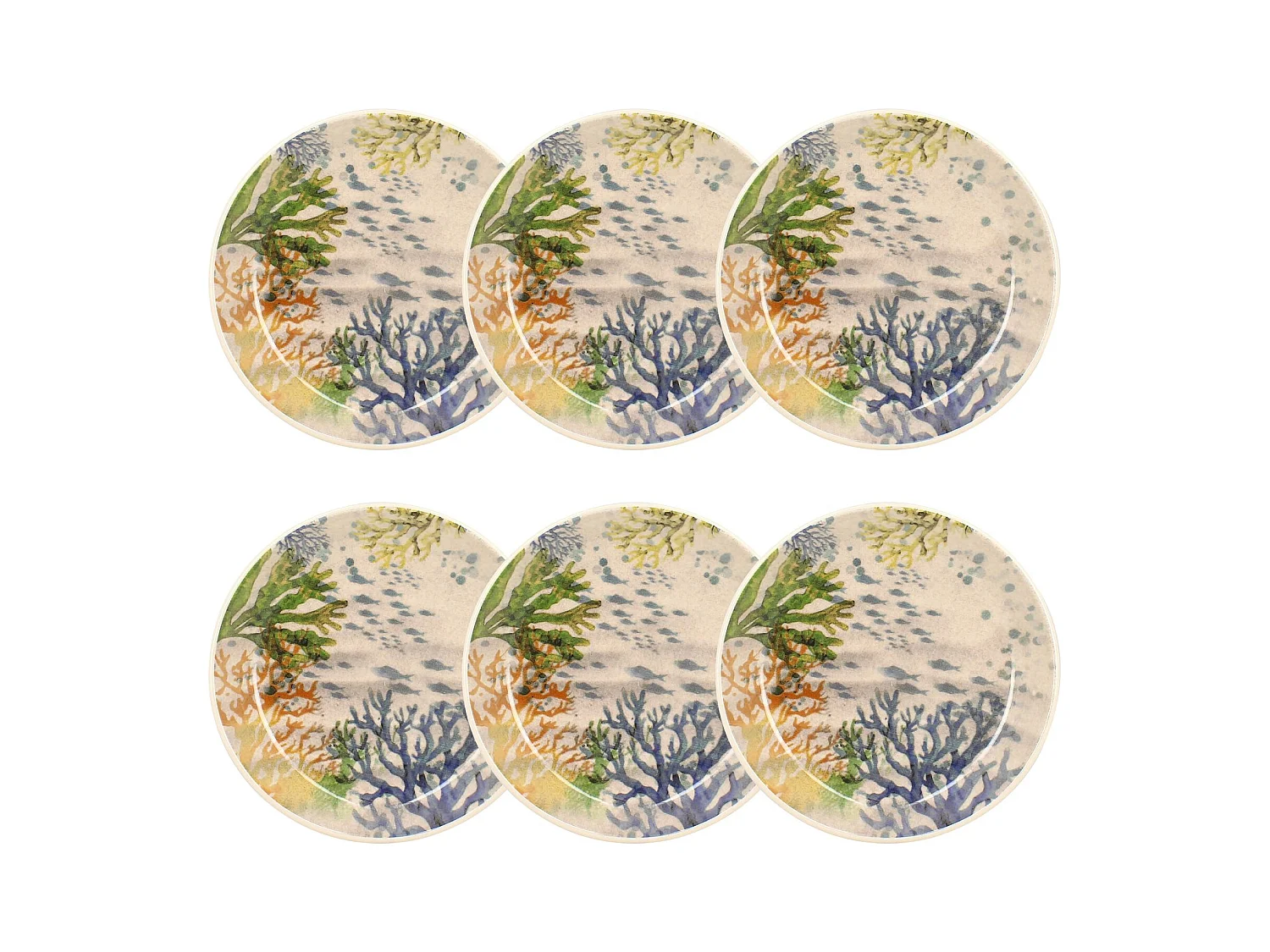 Novastyl - Lot 6 Assiettes Creuses Corfou 20.5cm En Gres Bleu