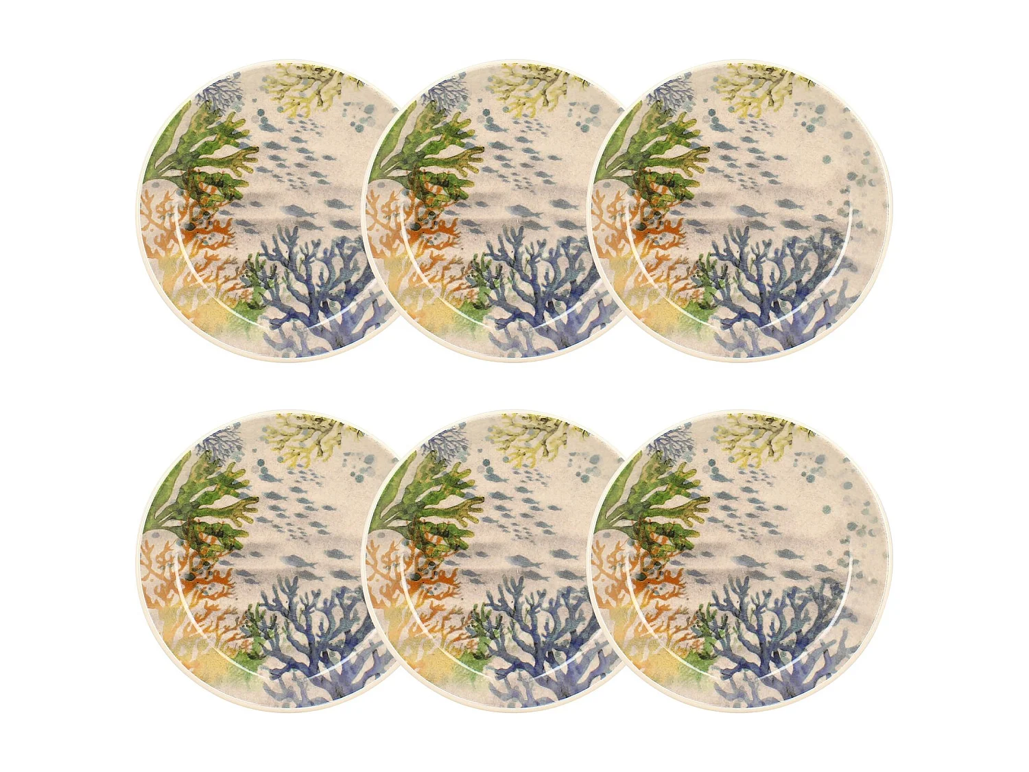 Novastyl - Lot 6 Assiettes Creuses Corfou 20.5cm En Gres Bleu