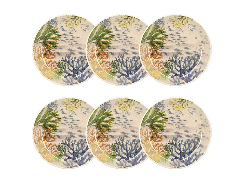 Novastyl - Lot 6 Assiettes Creuses Corfou 20.5cm En Gres Bleu