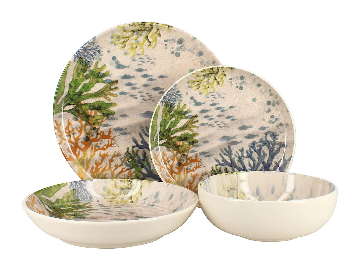 Novastyl - Lot 6 Assiettes A Dessert Corfou 20cm En Gres Bleu