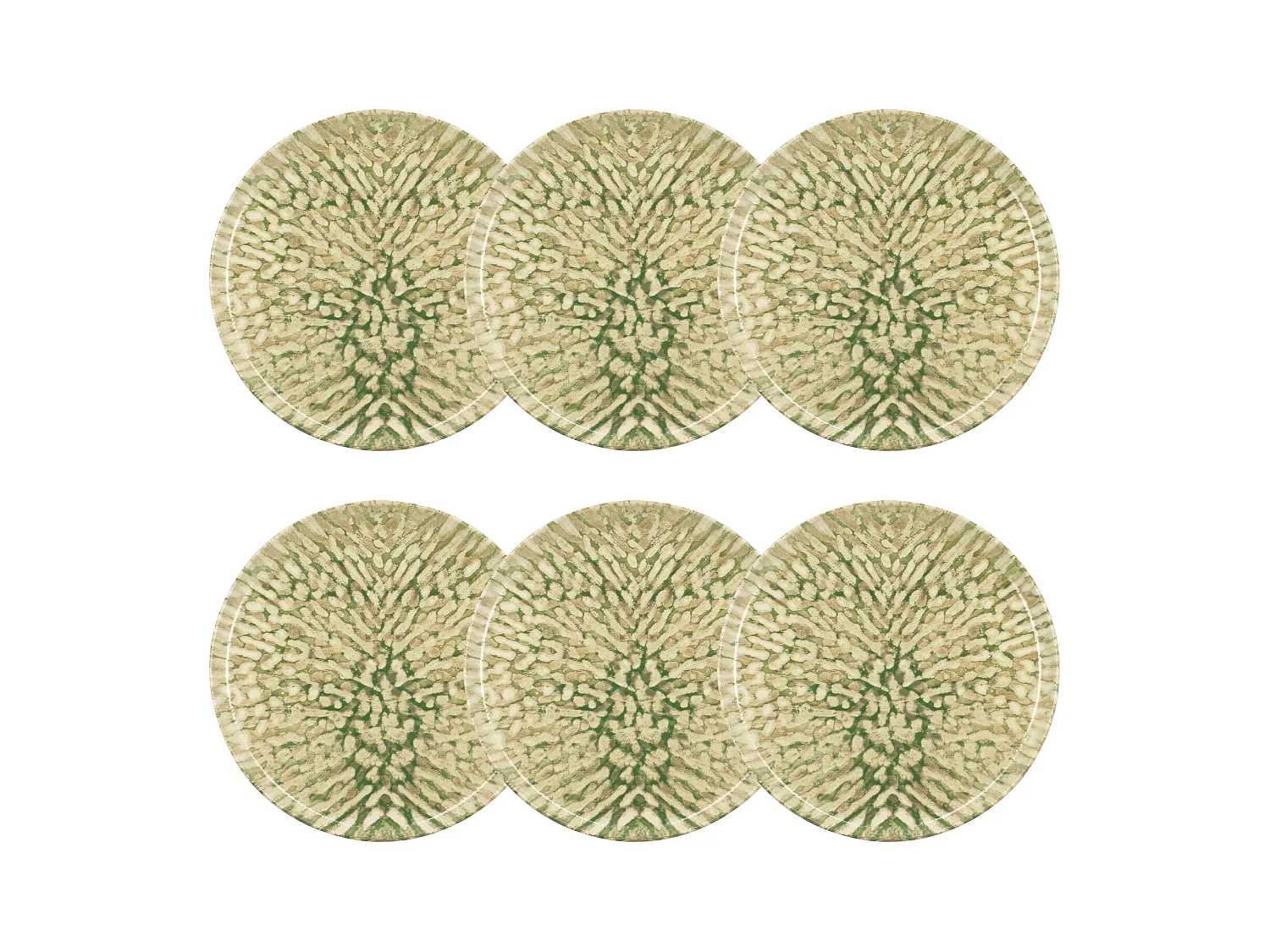 Novastyl - Lot 6 Assiettes Plates Jade 26cm En Gres Beige Et Vert