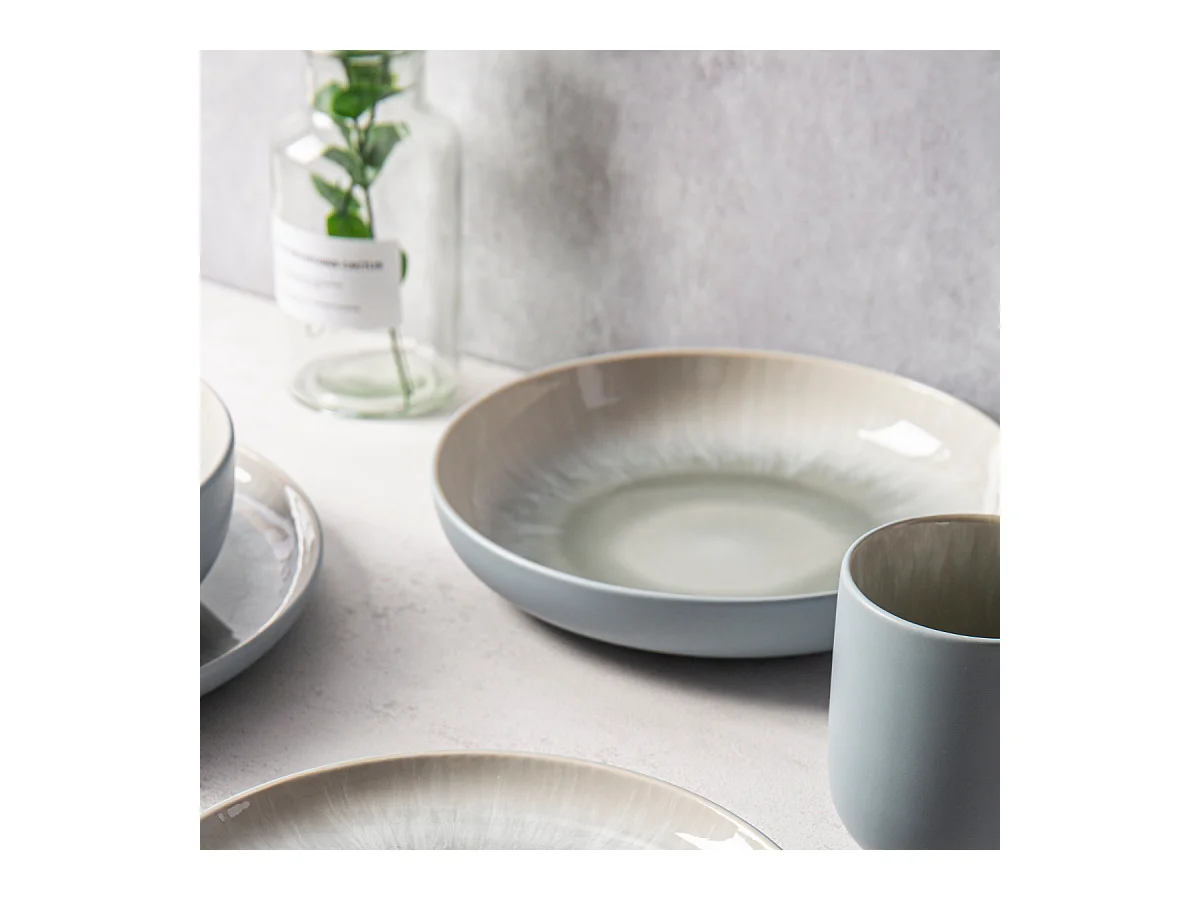 Lot de 6 assiettes creuses bleu - "Iris"