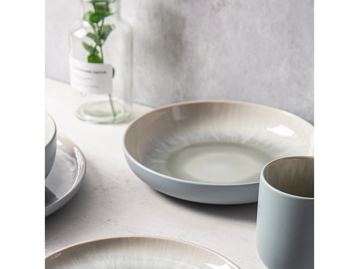 Lot de 6 assiettes creuses bleu - "Iris"