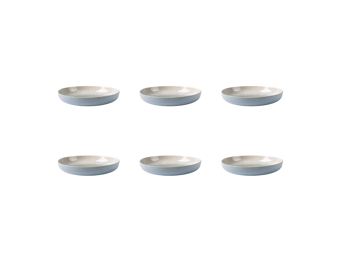 Lot de 6 assiettes creuses bleu - "Iris"
