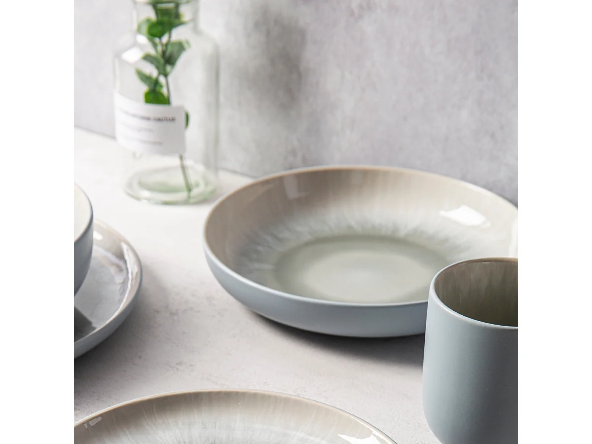 Lot de 6 assiettes creuses bleu - "Iris"