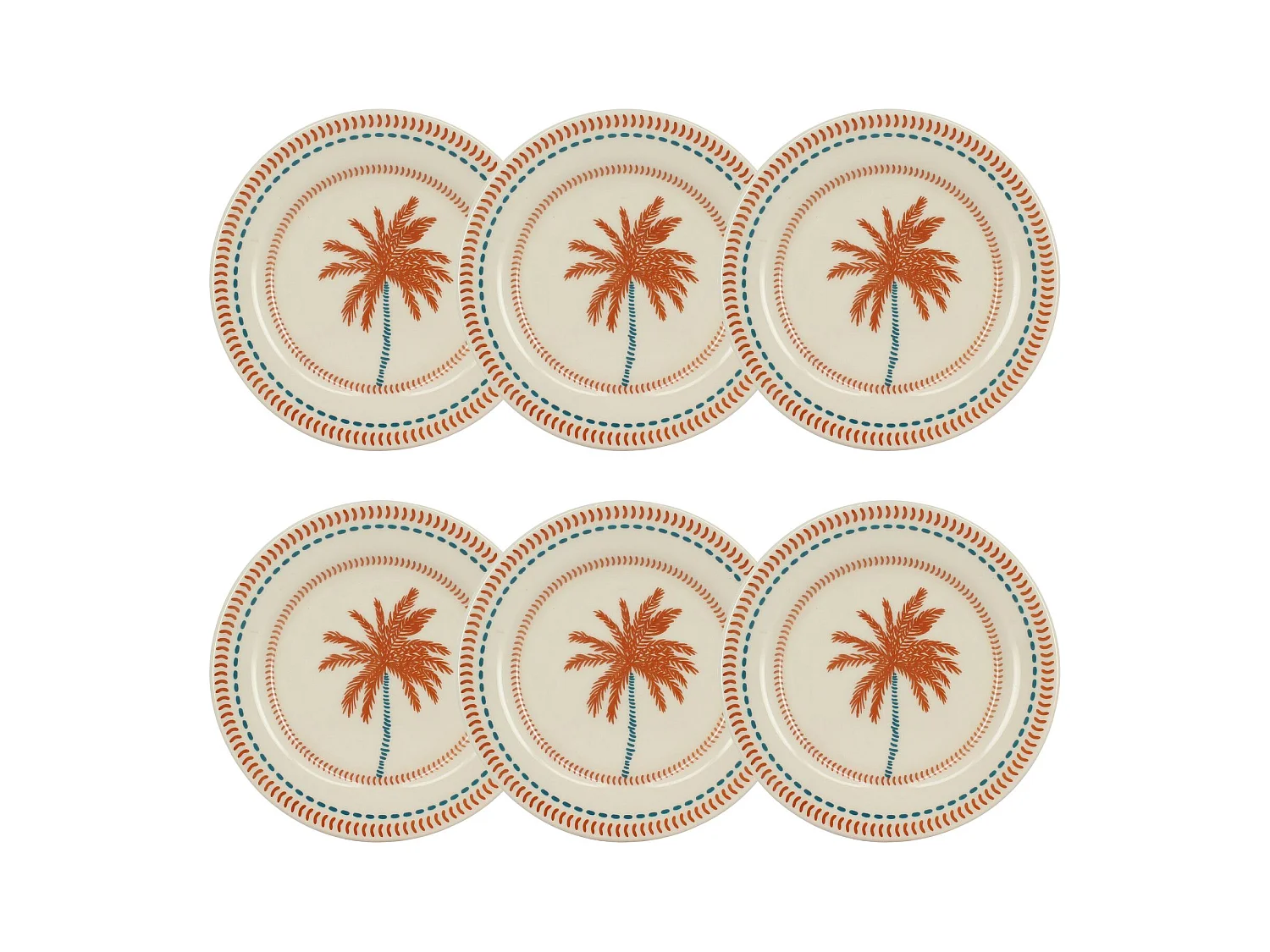 Novastyl - Lot 6 Assiettes A Dessert Tropique 18cm En Gres