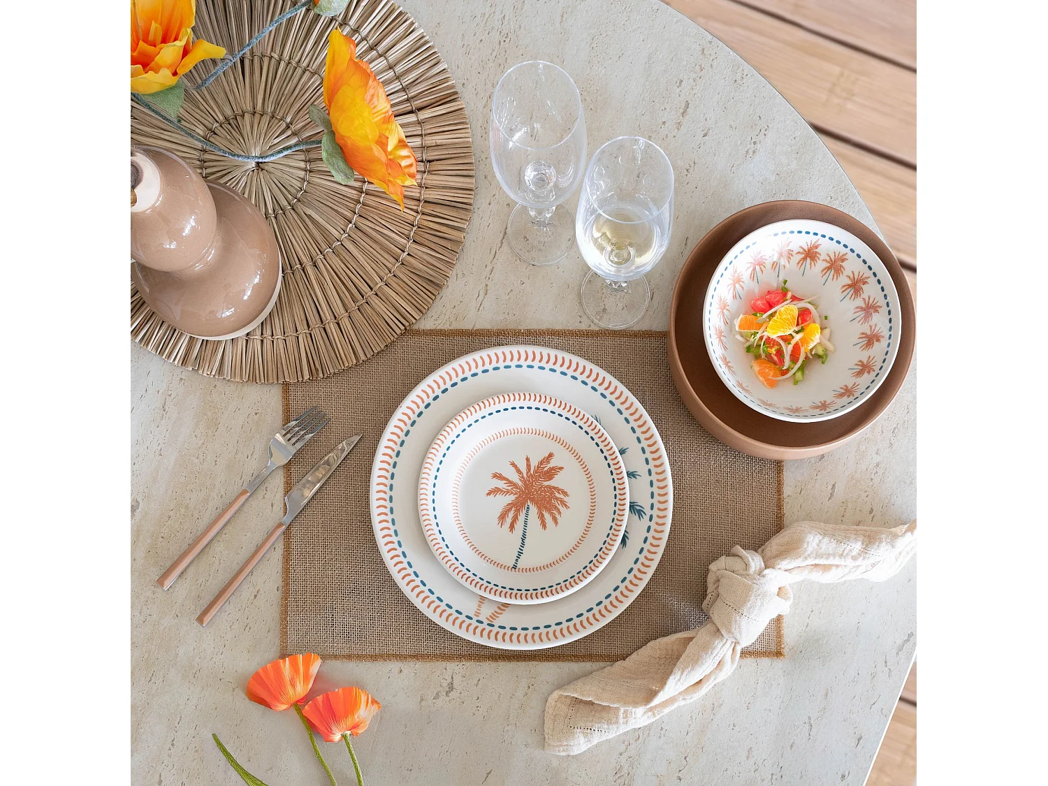 Novastyl - Lot 6 Assiettes A Dessert Tropique 18cm En Gres