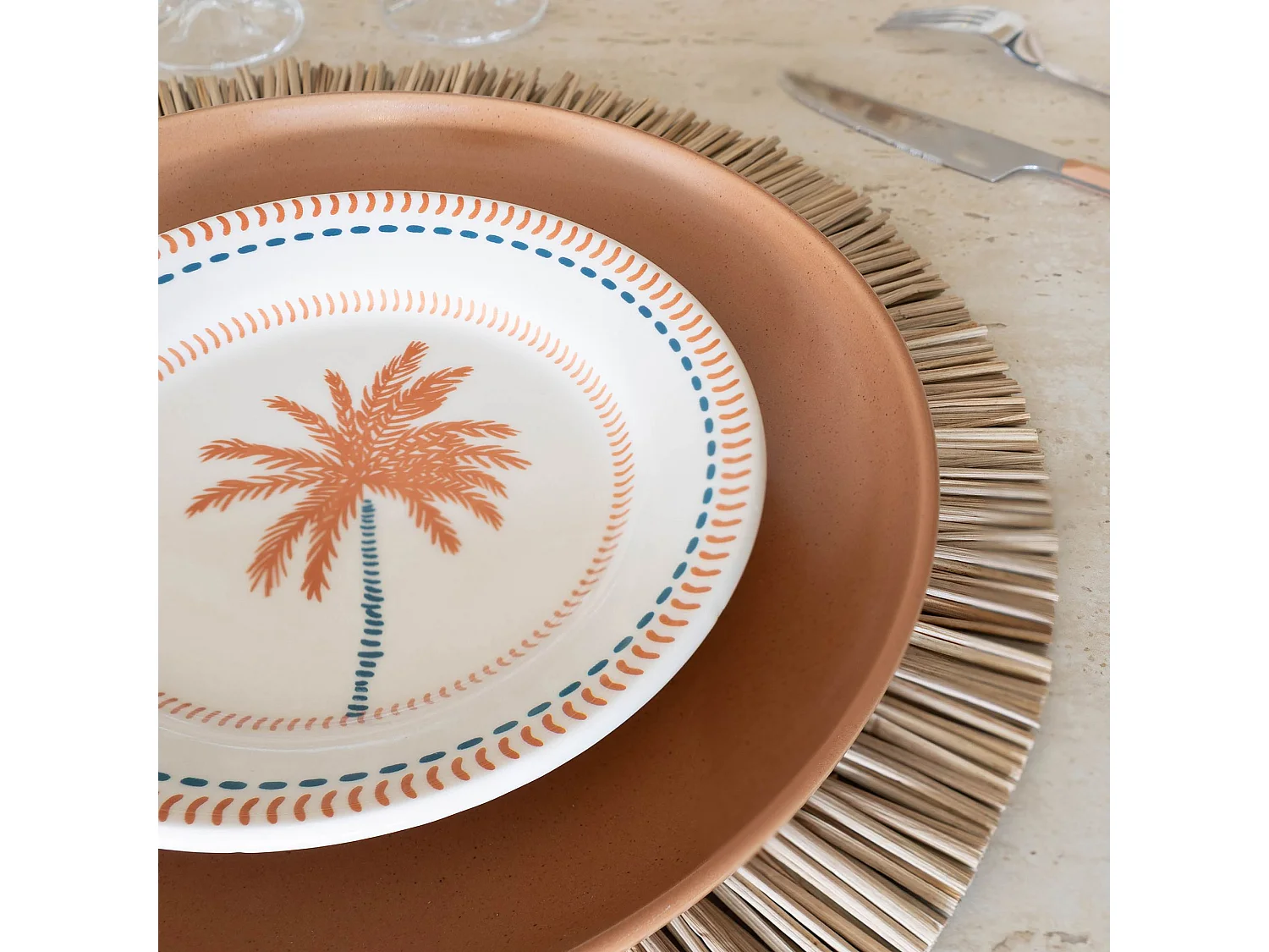 Novastyl - Lot 6 Assiettes A Dessert Tropique 18cm En Gres