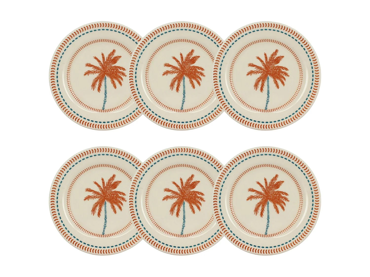 Novastyl - Lot 6 Assiettes A Dessert Tropique 18cm En Gres