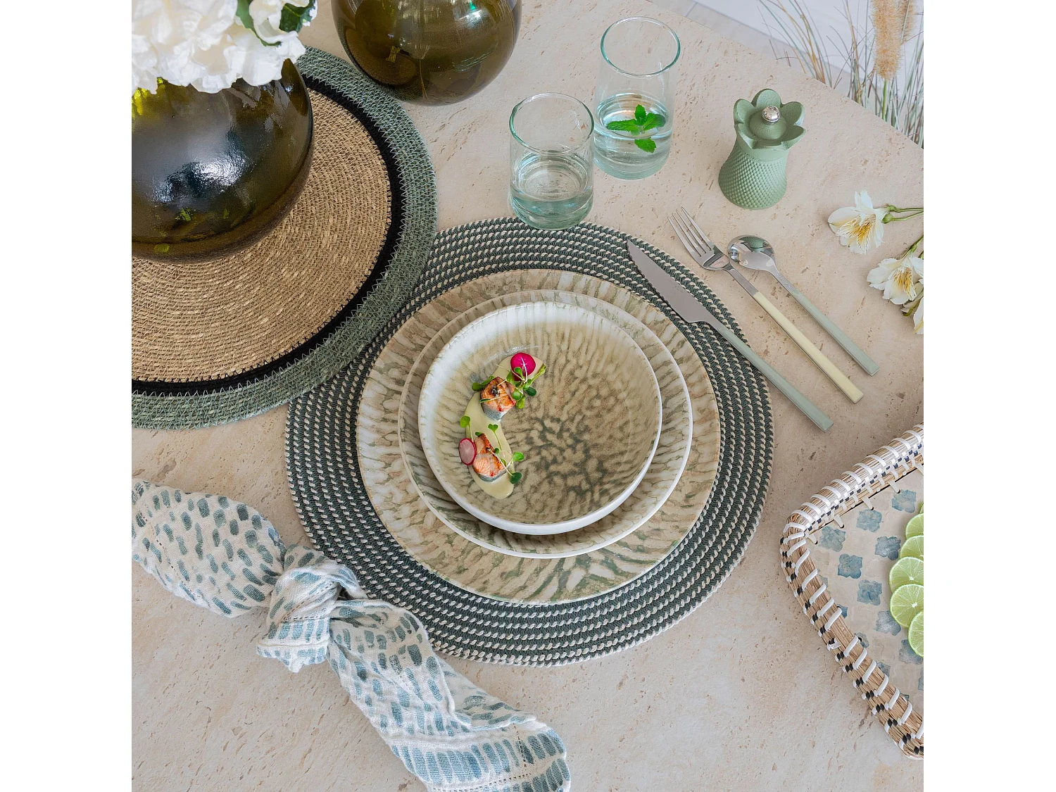 Novastyl - Lot 6 Assiettes Creuses Jade 20.5cm En Gres