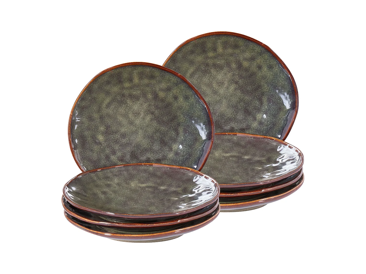 Lot de 8 assiettes à dessert THYME Grès Vert foncé