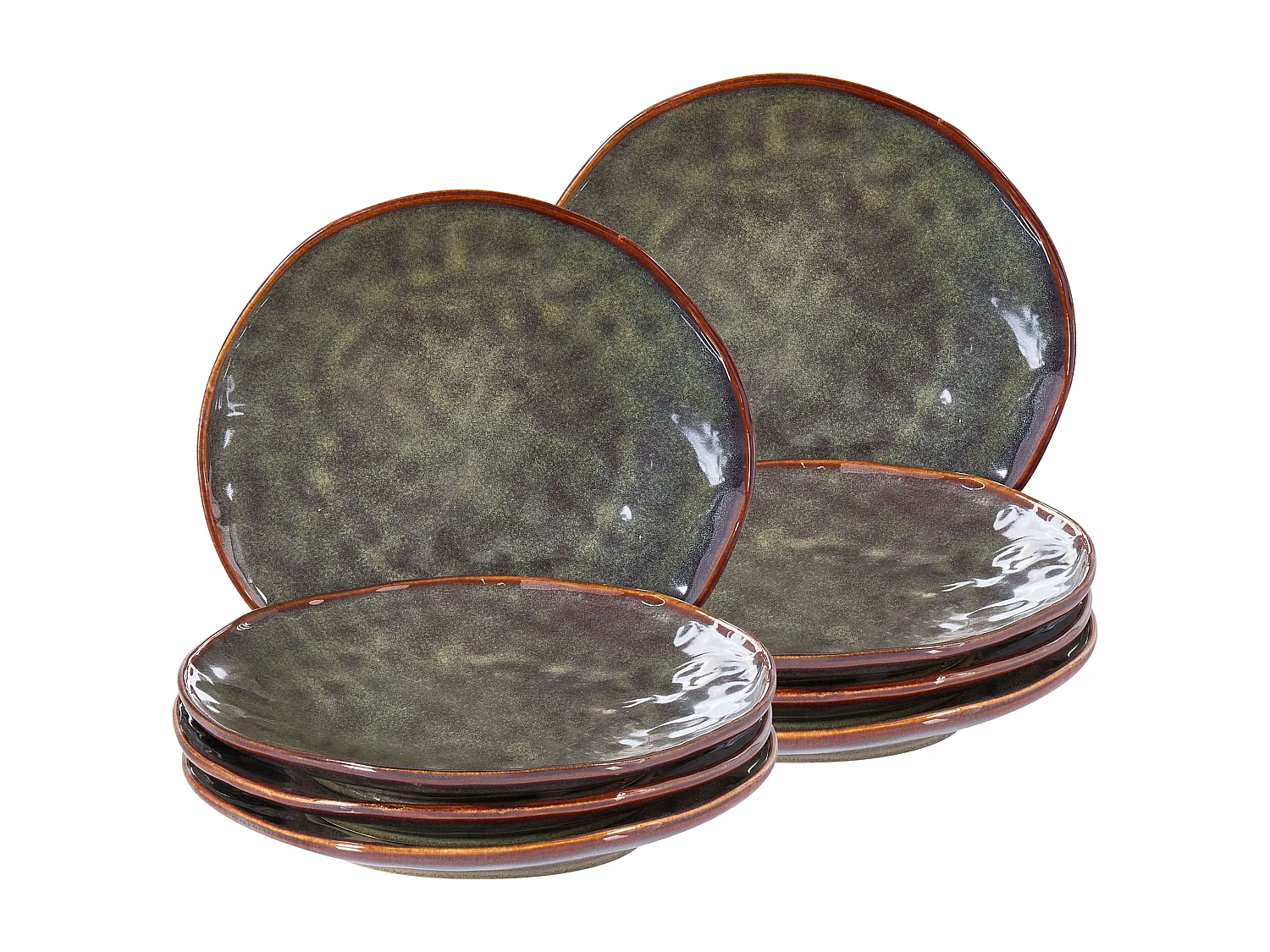 Dessertteller 8er Set THYME Steinzeug Dunkelgrün