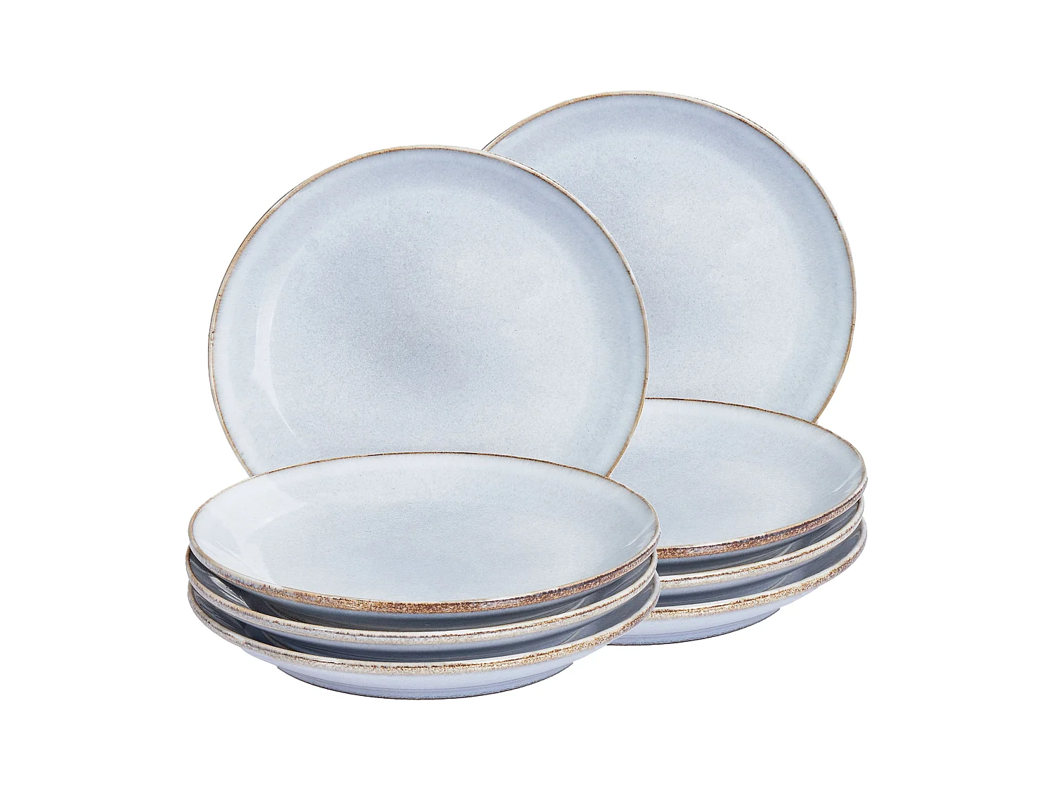 Lot de 8 assiettes à dessert JUNIPER Grès Bleu clair