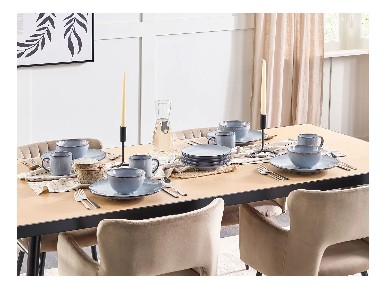 Lot de 8 assiettes à dessert JUNIPER Grès Bleu clair