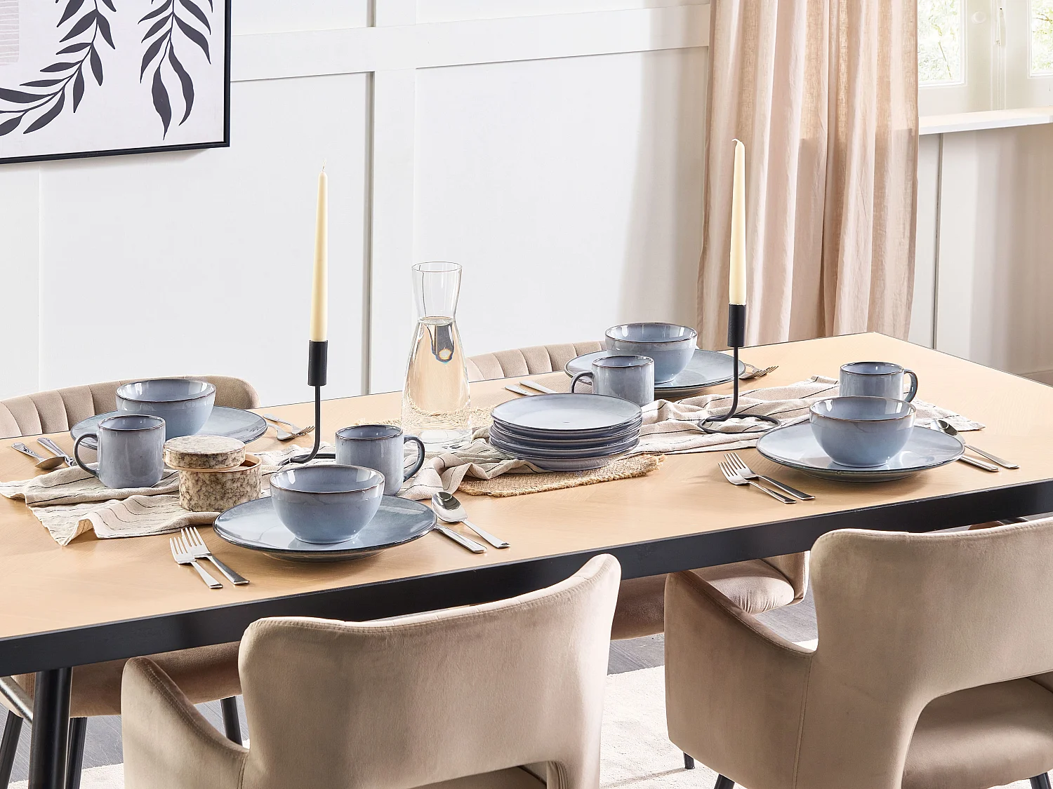 Lot de 8 assiettes à dessert JUNIPER Grès Bleu clair