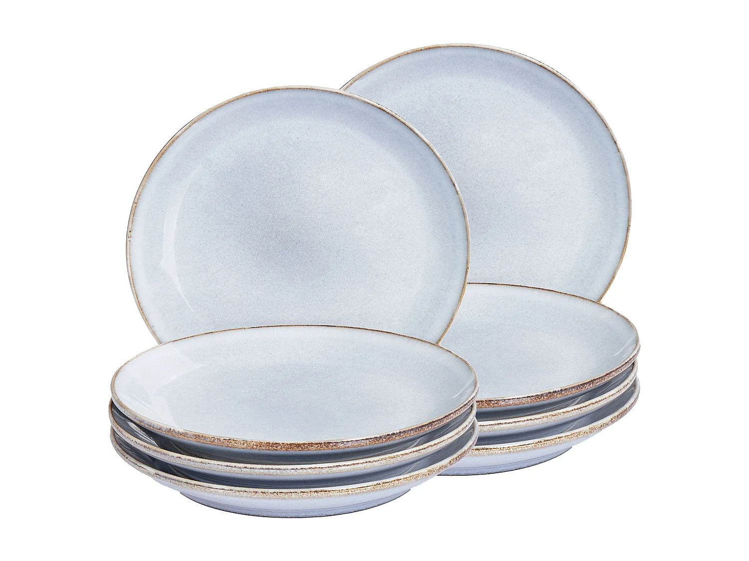 Lot de 8 assiettes à dessert JUNIPER Grès Bleu clair