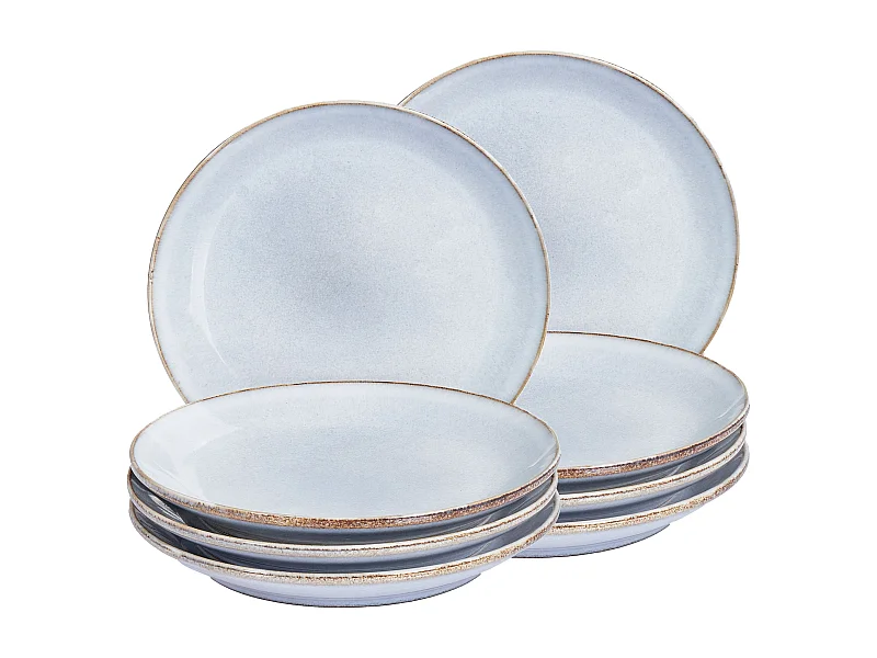 Lot de 8 assiettes à dessert JUNIPER Grès Bleu clair
