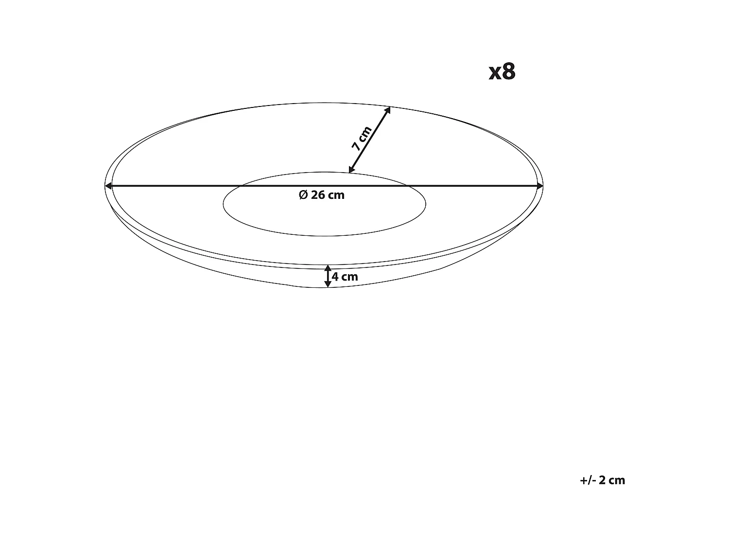 Lot de 8 assiettes plates NETTLE Grès Blanc cassé