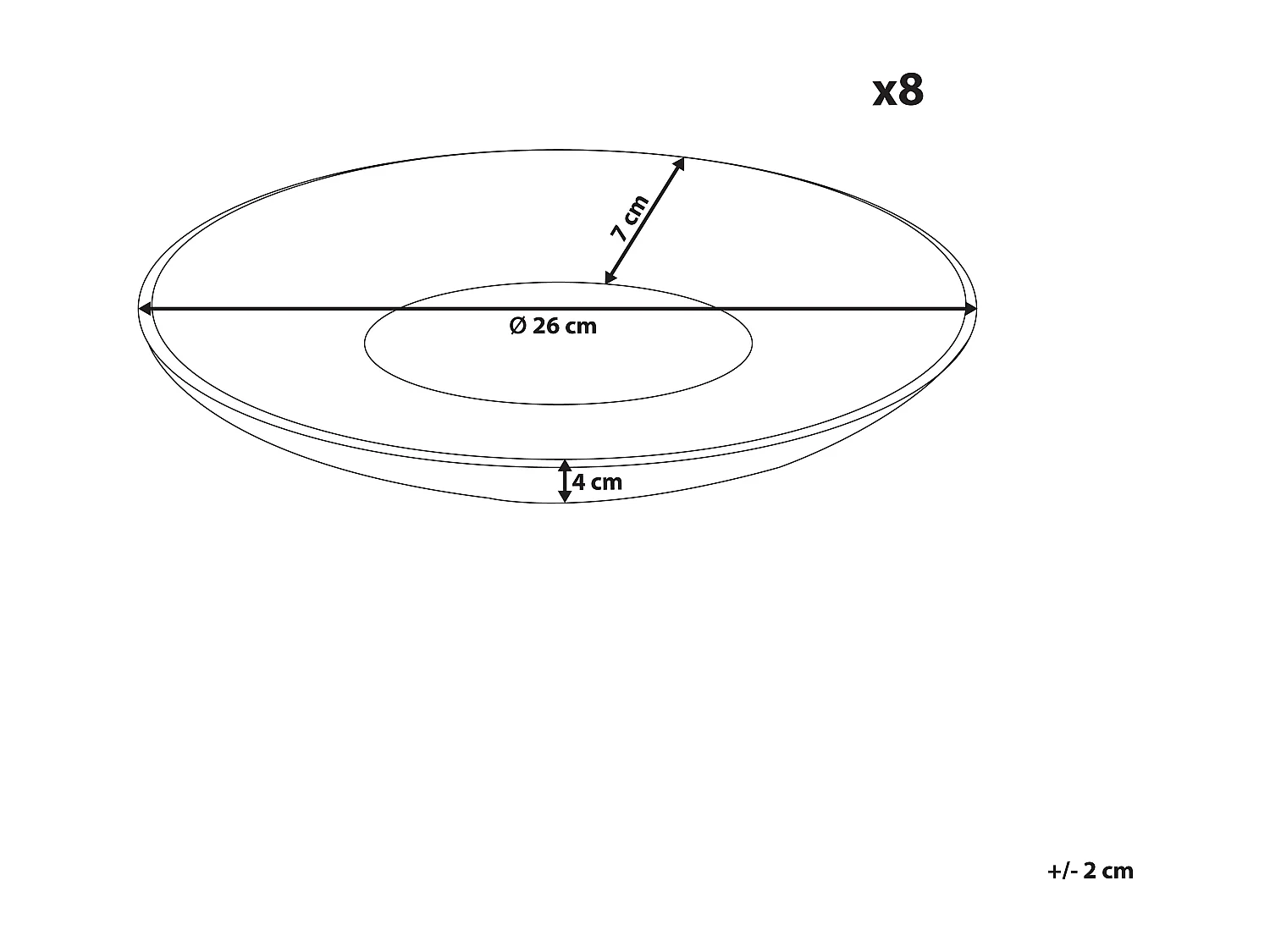 Lot de 8 assiettes plates NETTLE Grès Blanc cassé