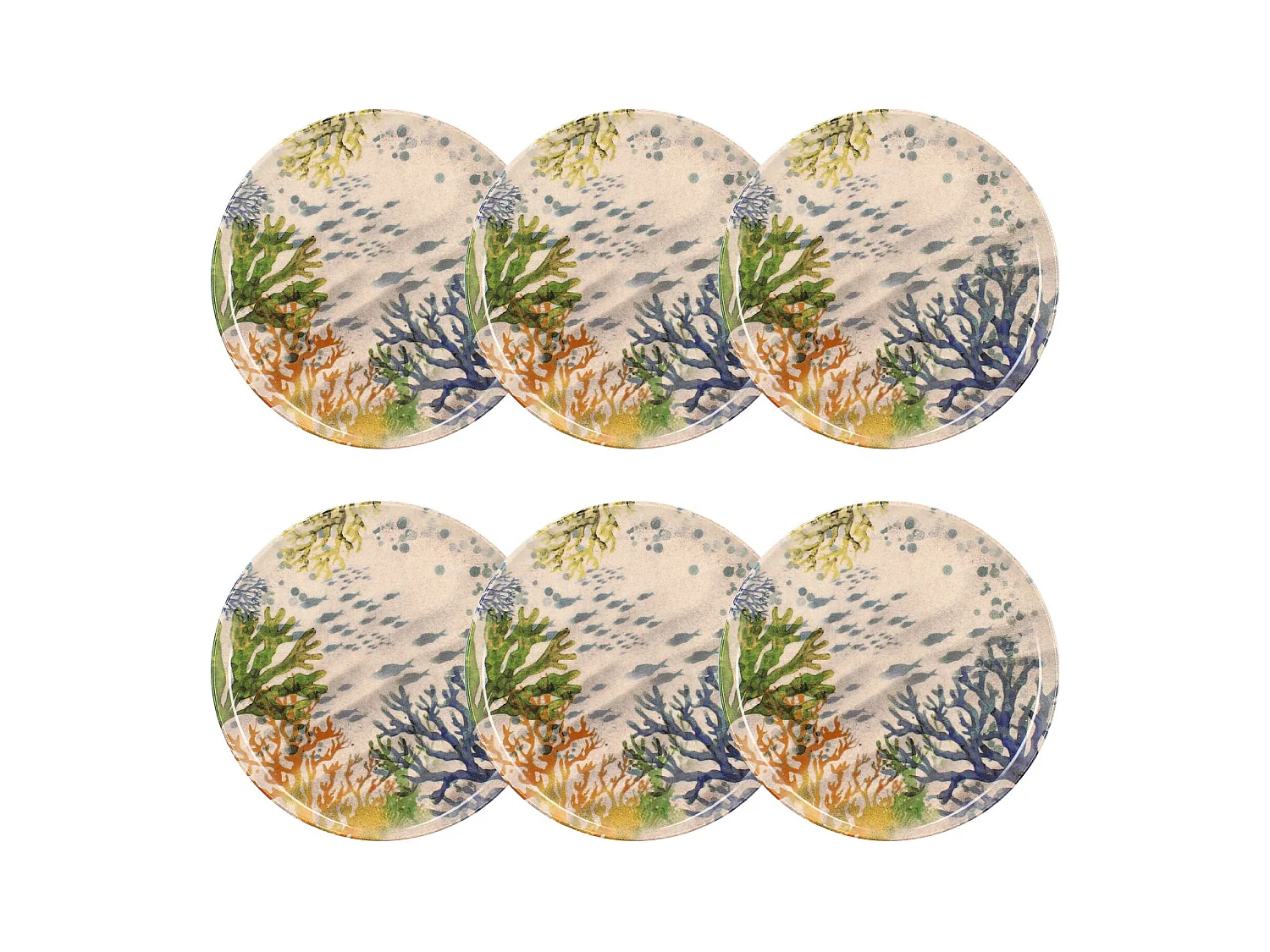 Novastyl - Lot 6 Assiettes Plates Corfou 26cm En Gres Bleu