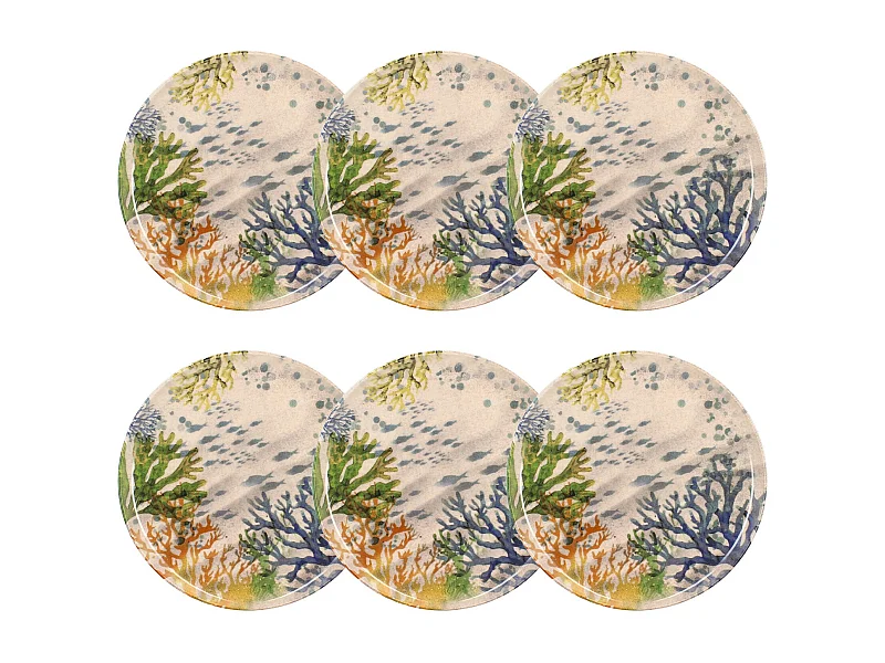 Novastyl - Lot 6 Assiettes Plates Corfou 26cm En Gres Bleu