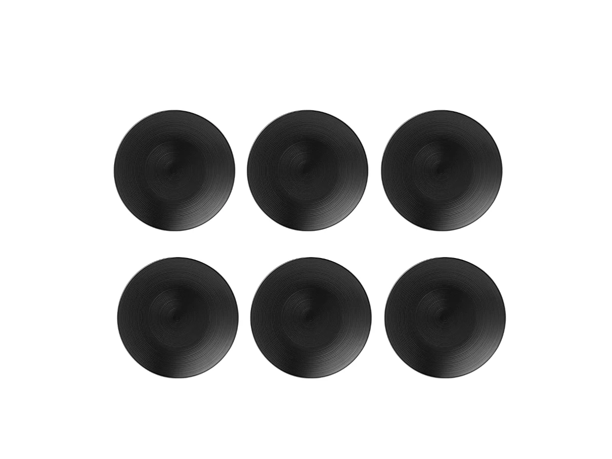 Lot de 6 assiettes plates noir - "Aya"