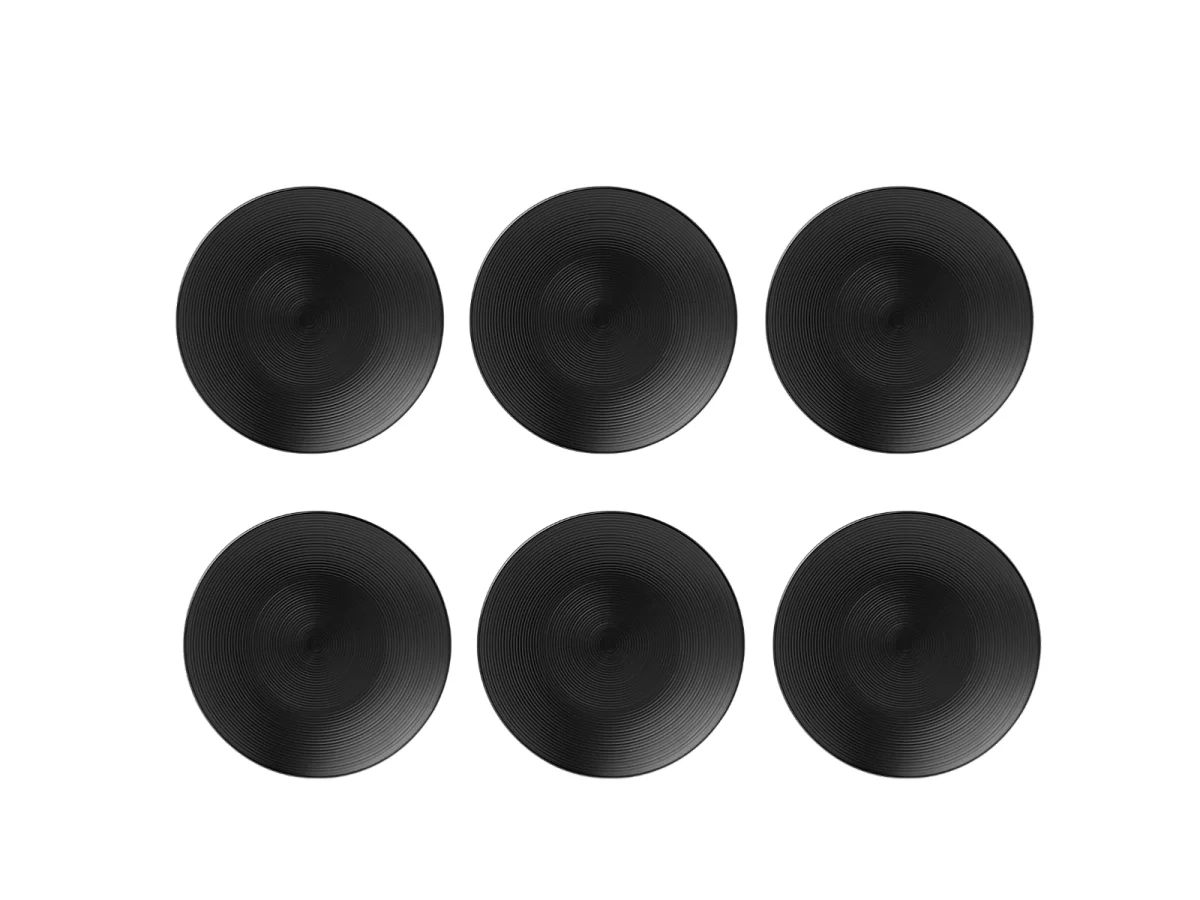 Lot de 6 assiettes plates noir - "Aya"