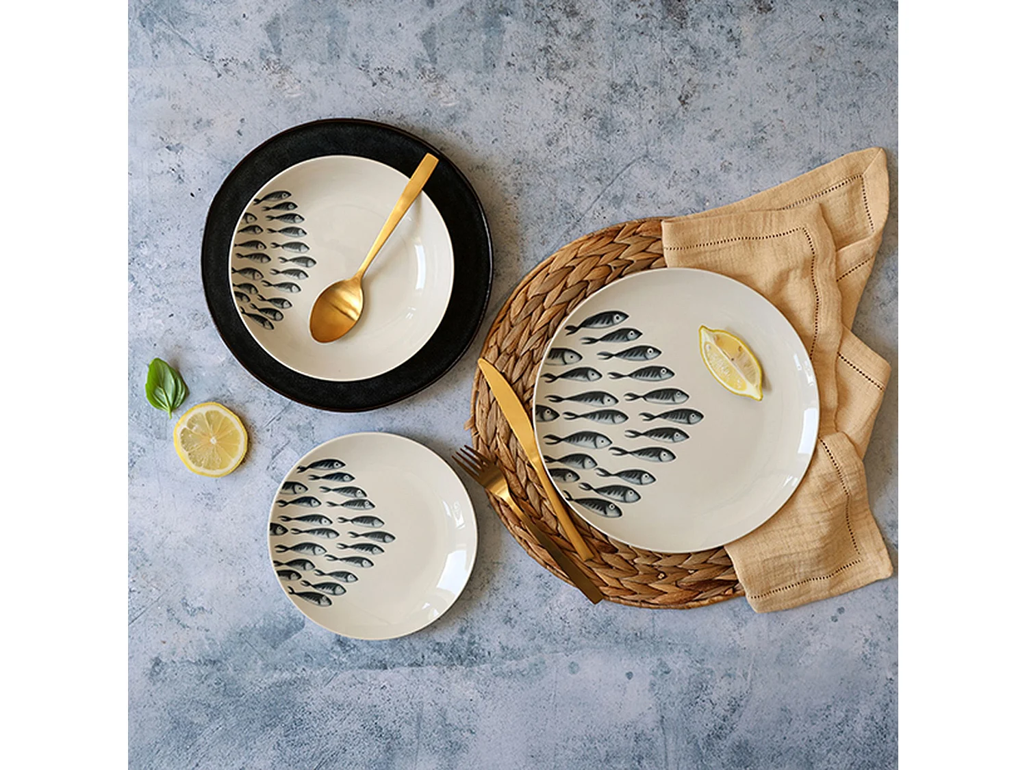 Novastyl - Lot 6 Assiettes Plates Pescare 26.5cm En Porcelaine Blanche