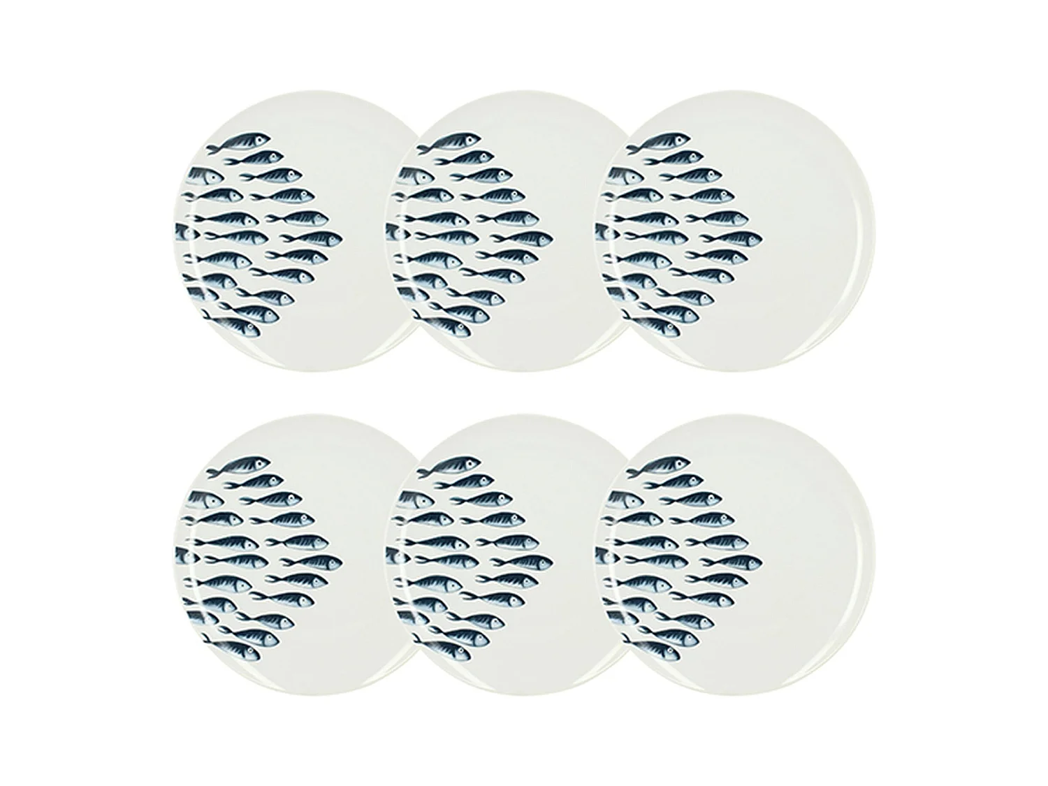 Novastyl - Lot 6 Assiettes Plates Pescare 26.5cm En Porcelaine Blanche