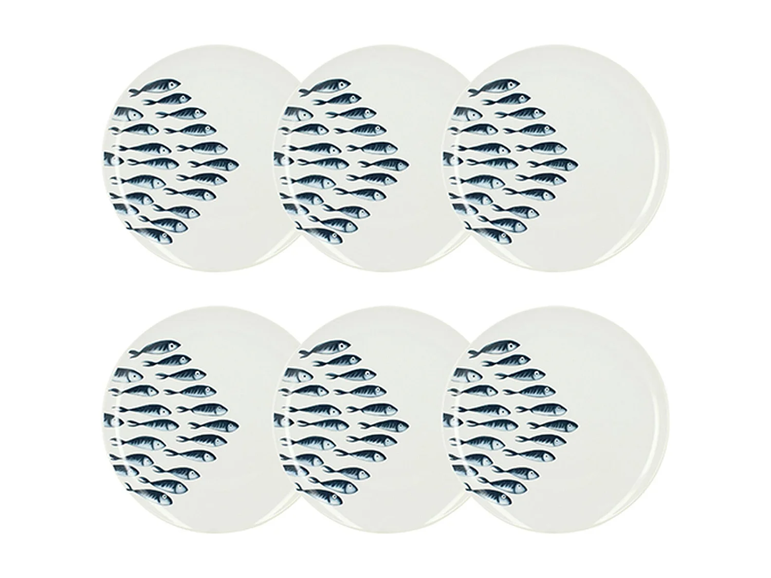 Novastyl - Lot 6 Assiettes Plates Pescare 26.5cm En Porcelaine Blanche