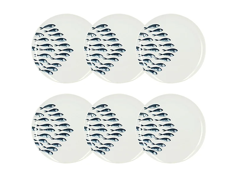 Novastyl - Lot 6 Assiettes Plates Pescare 26.5cm En Porcelaine Blanche