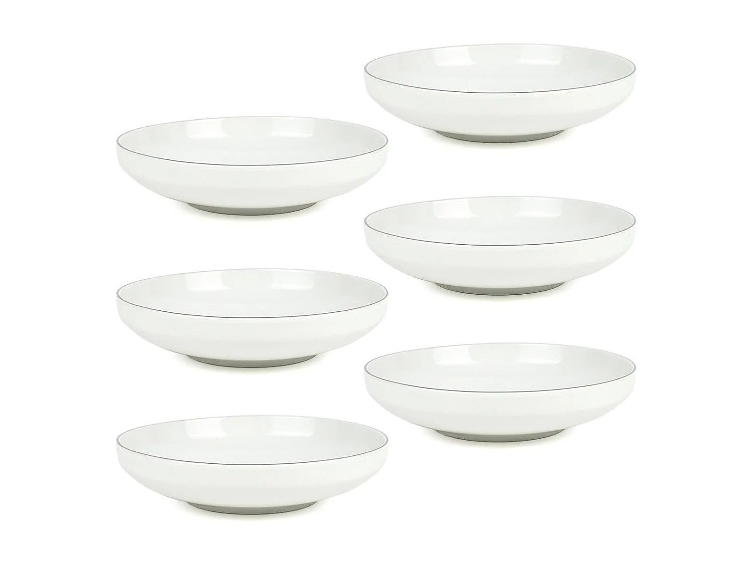 Lot de 6 assiettes creuses blanc - "Sélène"