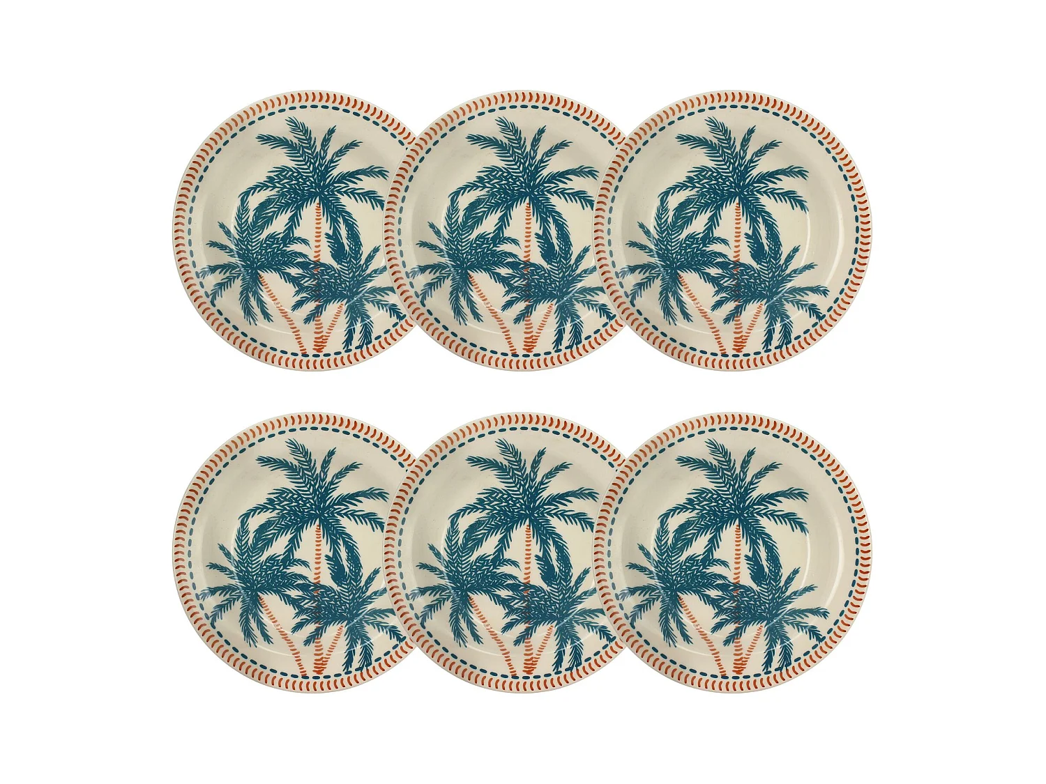 Novastyl - Lot 6 Assiettes Creuses Tropique 21.5cm En Gres