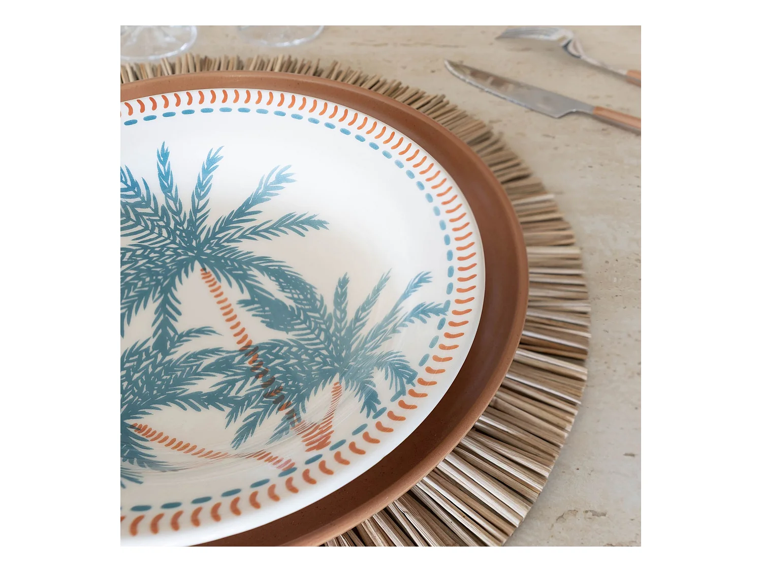 Novastyl - Lot 6 Assiettes Creuses Tropique 21.5cm En Gres