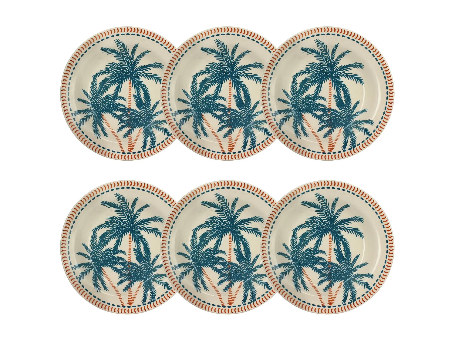 Novastyl - Lot 6 Assiettes Creuses Tropique 21.5cm En Gres