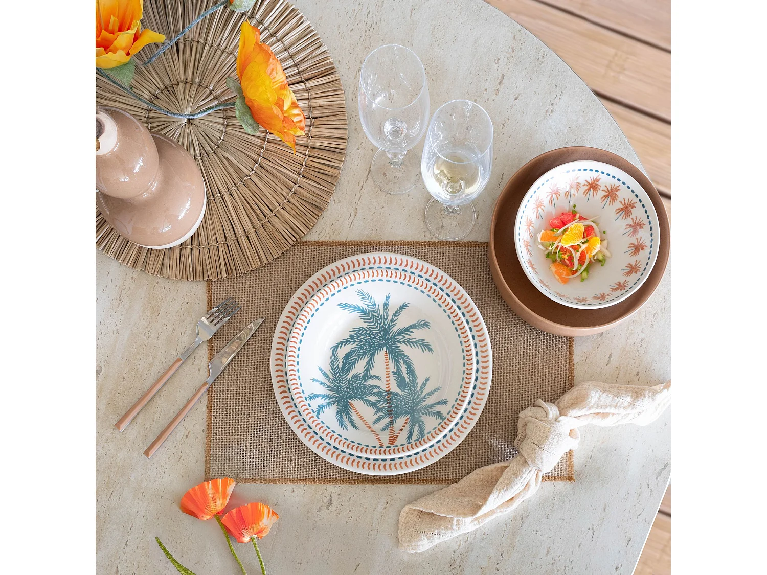 Novastyl - Lot 6 Assiettes Creuses Tropique 21.5cm En Gres