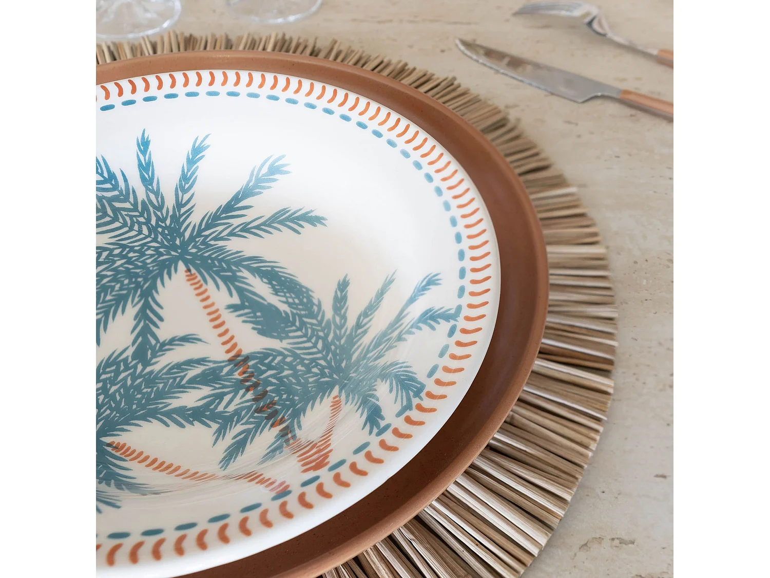 Novastyl - Lot 6 Assiettes Creuses Tropique 21.5cm En Gres