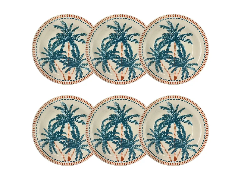 Novastyl - Lot 6 Assiettes Creuses Tropique 21.5cm En Gres