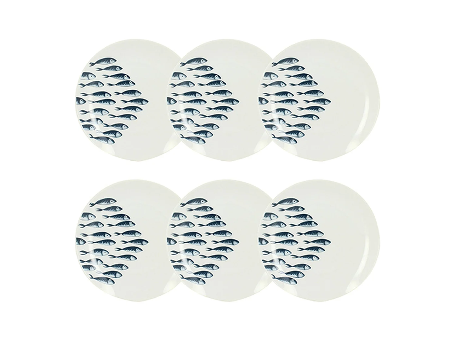 Novastyl - Lot 6 Assiettes A Dessert Pescare 20cm En Porcelaine Blanche