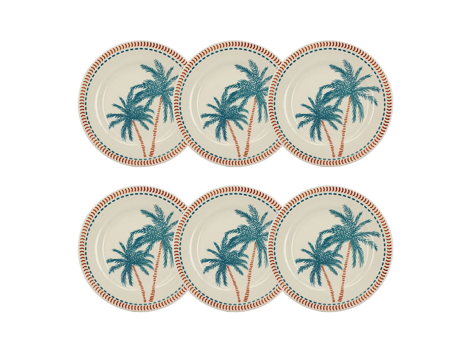 Novastyl - Lot 6 Assiettes Plates Tropique 26cm En Gres