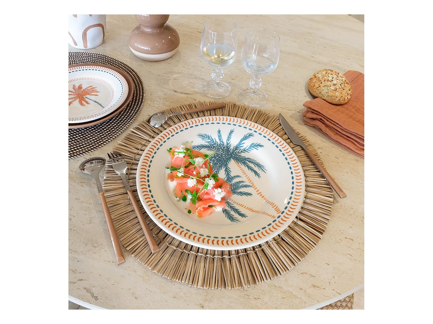 Novastyl - Lot 6 Assiettes Plates Tropique 26cm En Gres