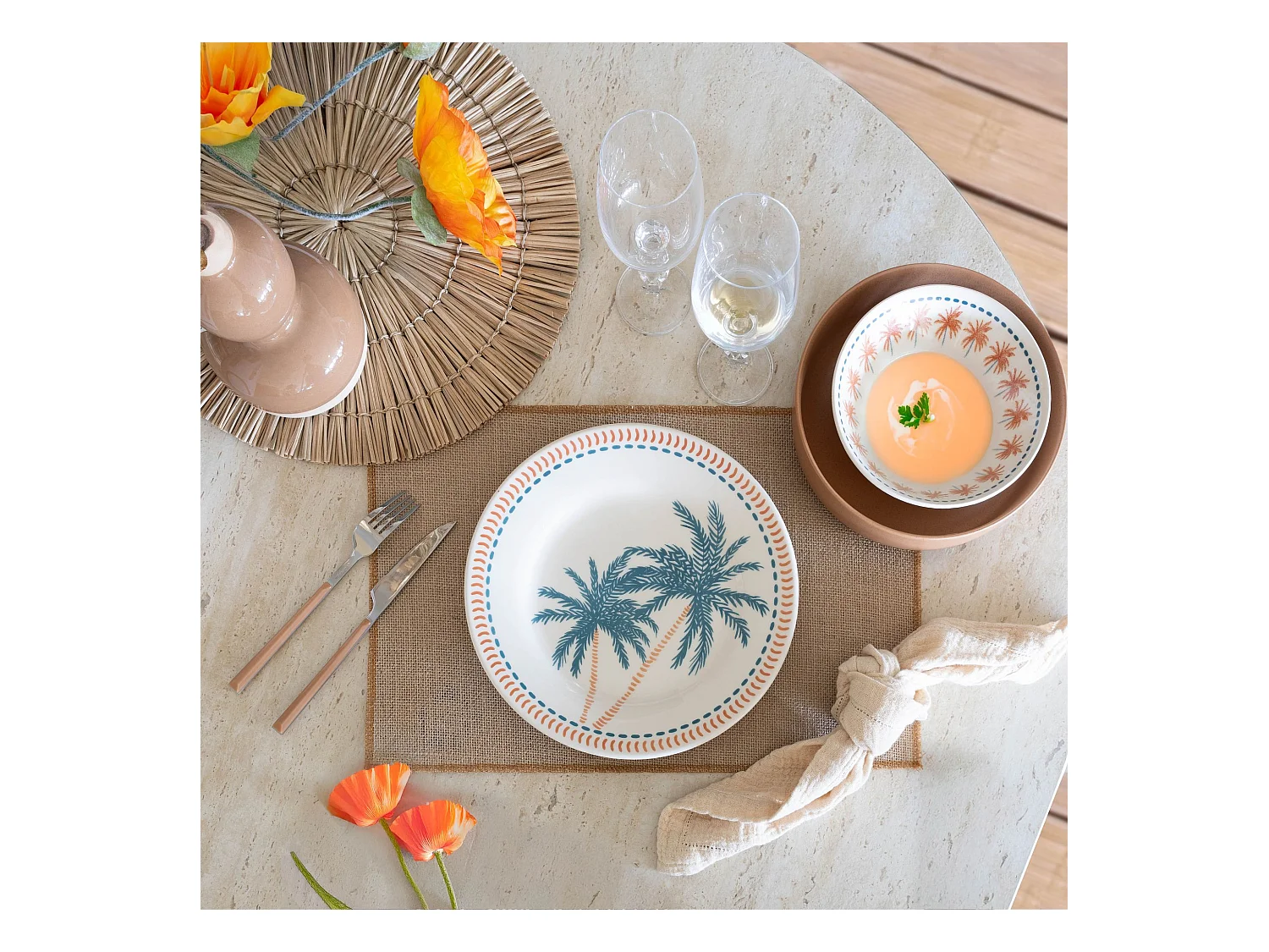 Novastyl - Lot 6 Assiettes Plates Tropique 26cm En Gres