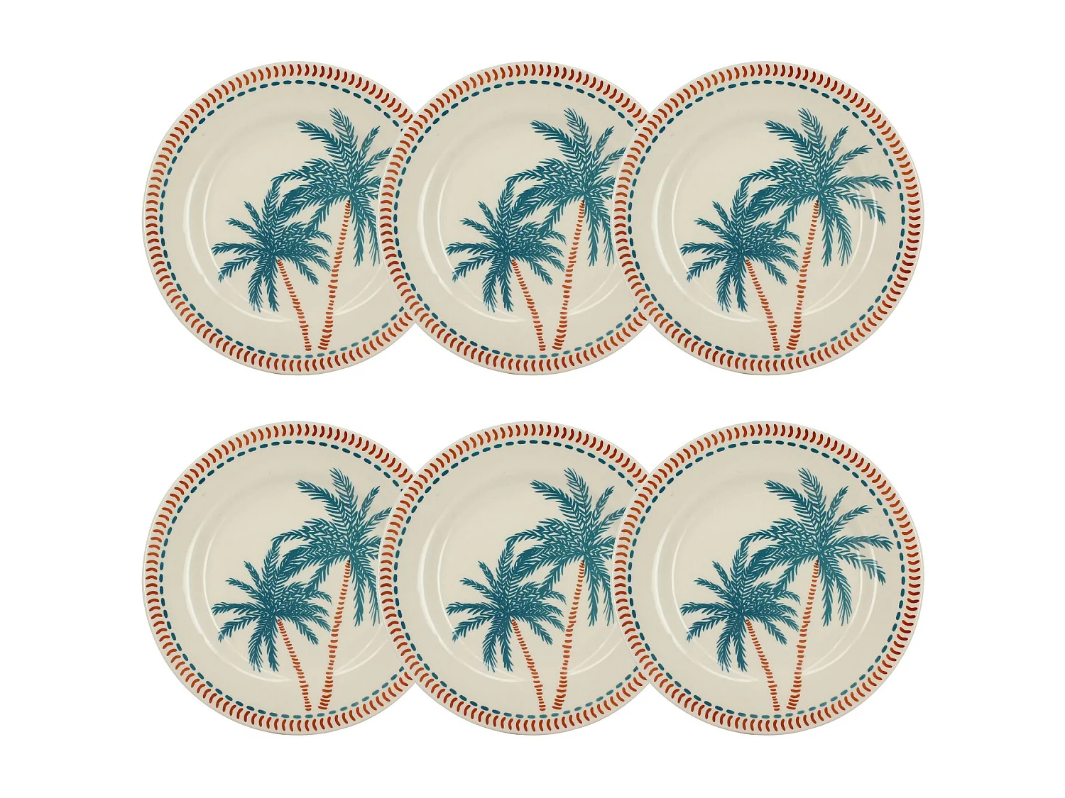 Novastyl - Lot 6 Assiettes Plates Tropique 26cm En Gres