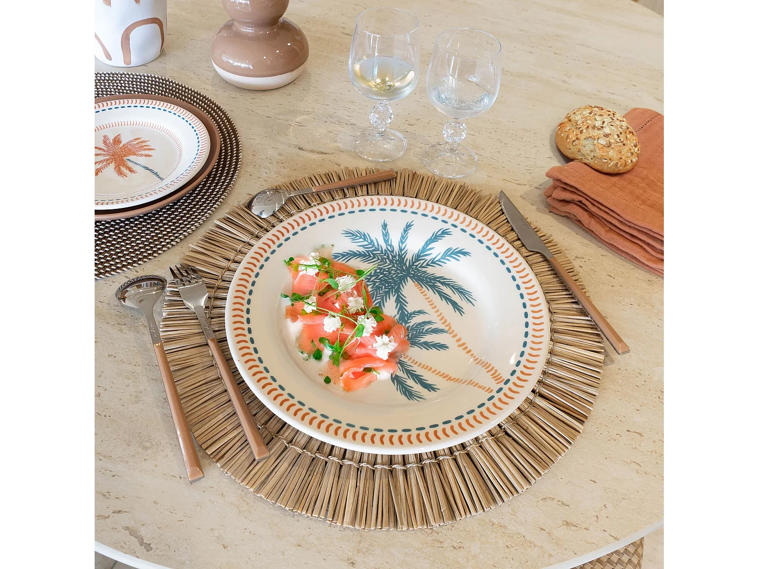 Novastyl - Lot 6 Assiettes Plates Tropique 26cm En Gres